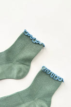 Load image into Gallery viewer, Le Bon Shoppe | Petite Ruffled Modal Sock Sea Glass/Powder Blue