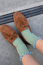 Load image into Gallery viewer, Le Bon Shoppe | Petite Ruffled Modal Sock Sea Glass/Powder Blue
