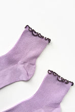 Load image into Gallery viewer, Le Bon Shoppe | Petite Ruffled Modal Sock Lilac/Brown