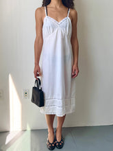 Load image into Gallery viewer, White Cotton Lace Trim Slip Dress (S-M)