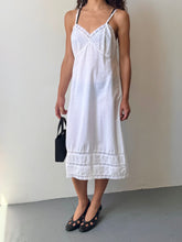 Load image into Gallery viewer, White Cotton Lace Trim Slip Dress (S-M)