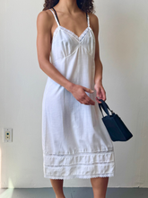 Load image into Gallery viewer, White Cotton Lace Trim Slip Dress (S-M)