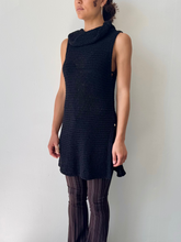 Load image into Gallery viewer, Black Open Knit Cowl Neck Mini Dress (S)