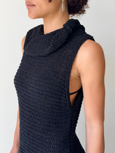 Load image into Gallery viewer, Black Open Knit Cowl Neck Mini Dress (S)