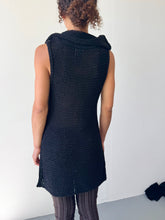 Load image into Gallery viewer, Black Open Knit Cowl Neck Mini Dress (S)