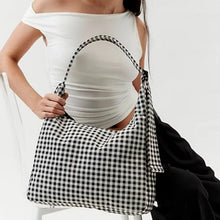 Load image into Gallery viewer, Gingham B/W Nylon Shoulder Bag