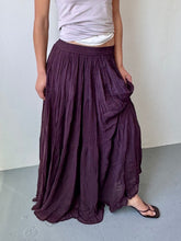 Load image into Gallery viewer, Deep Plum Tiered Maxi Skirt (S-M)