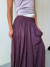Load image into Gallery viewer, Deep Plum Tiered Maxi Skirt (S-M)